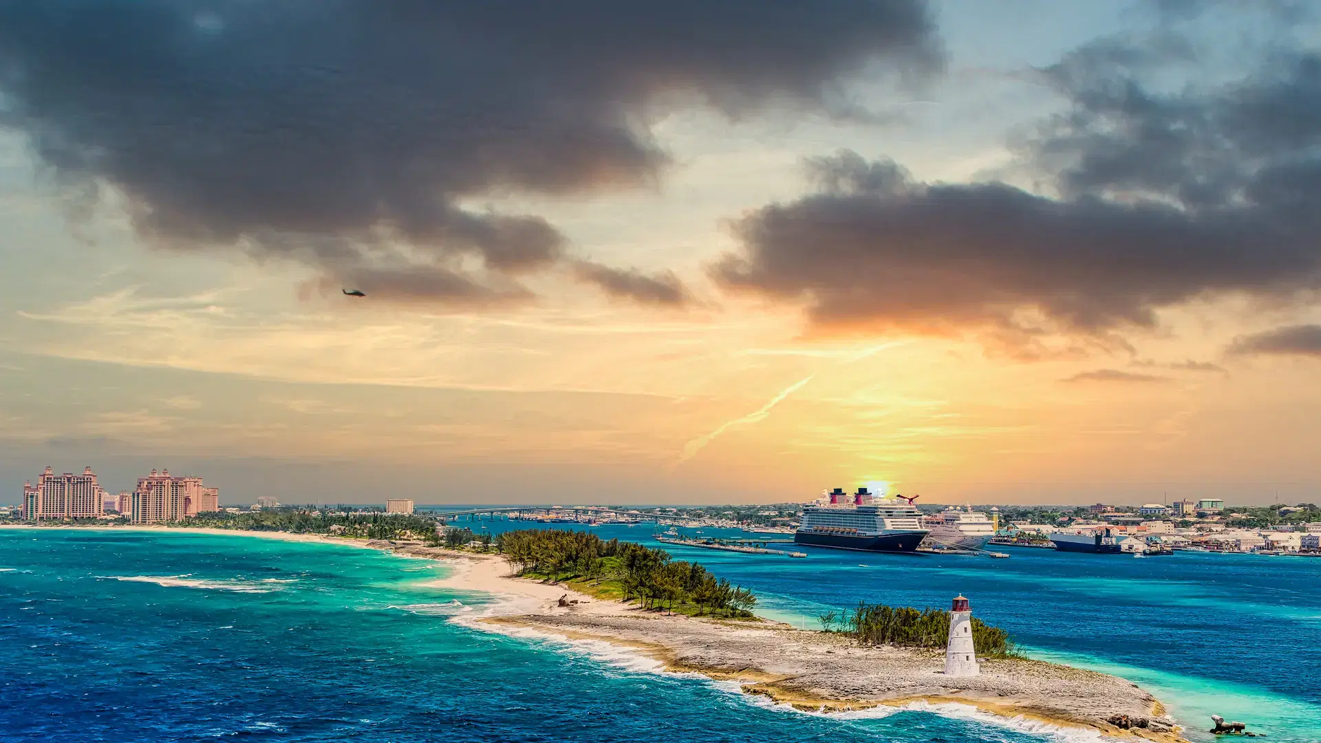 Lighthouse on Point of land near Nassau on Grand Bahamas