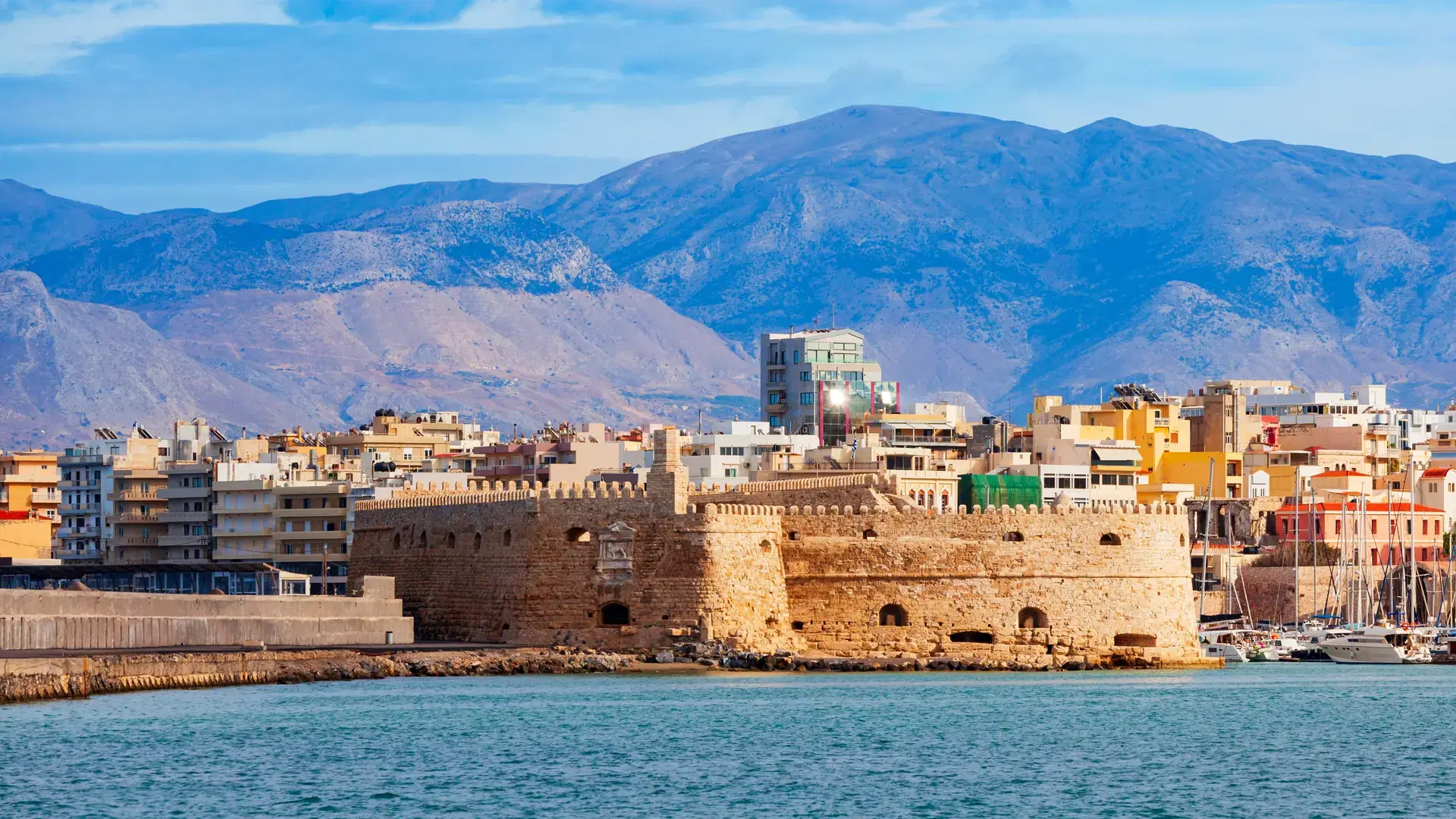The Koules or Castello a Mare is a fortress at the entrance of the old port of Heraklion city, Crete island in Greece