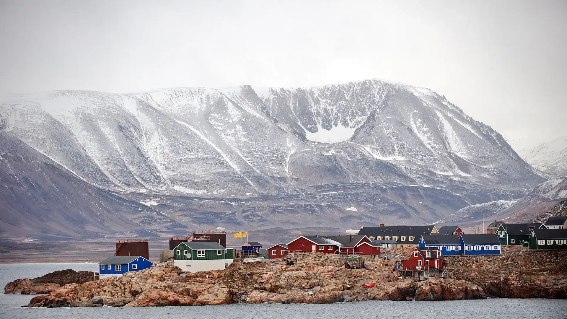 Greenland. Settlement of Inuit on the east coast of the island.
