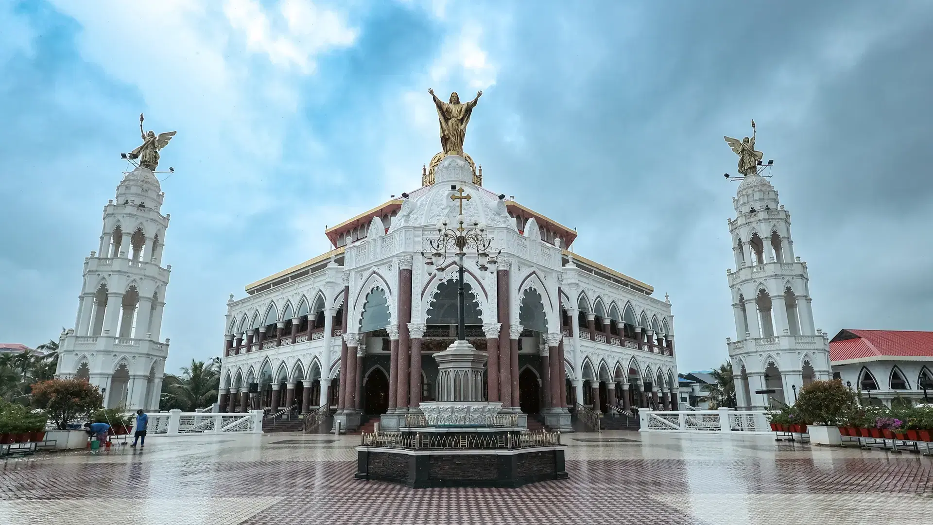 A Front view of the Exquisite St George Forane Church Church a popular pilgrim destination for the natives and tourists visiting Kochi in Kerala India.