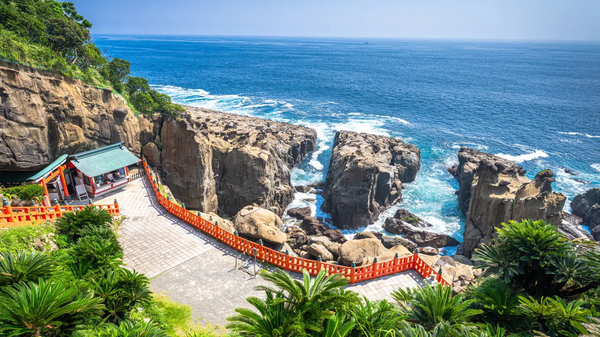 Udo Shrine in Miyazaki Prefecture, Japan along the beautiful cliffside coast.