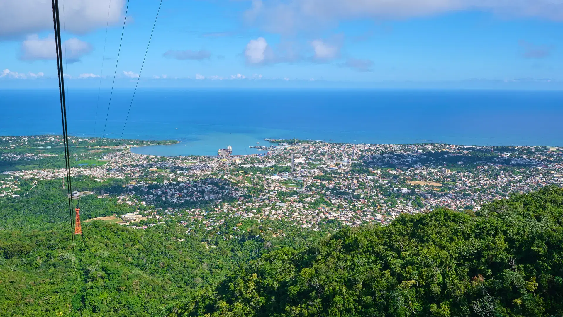 View of Puerto Plata Dominican Republic from the cable car ascending mount Isabel de Torres.
