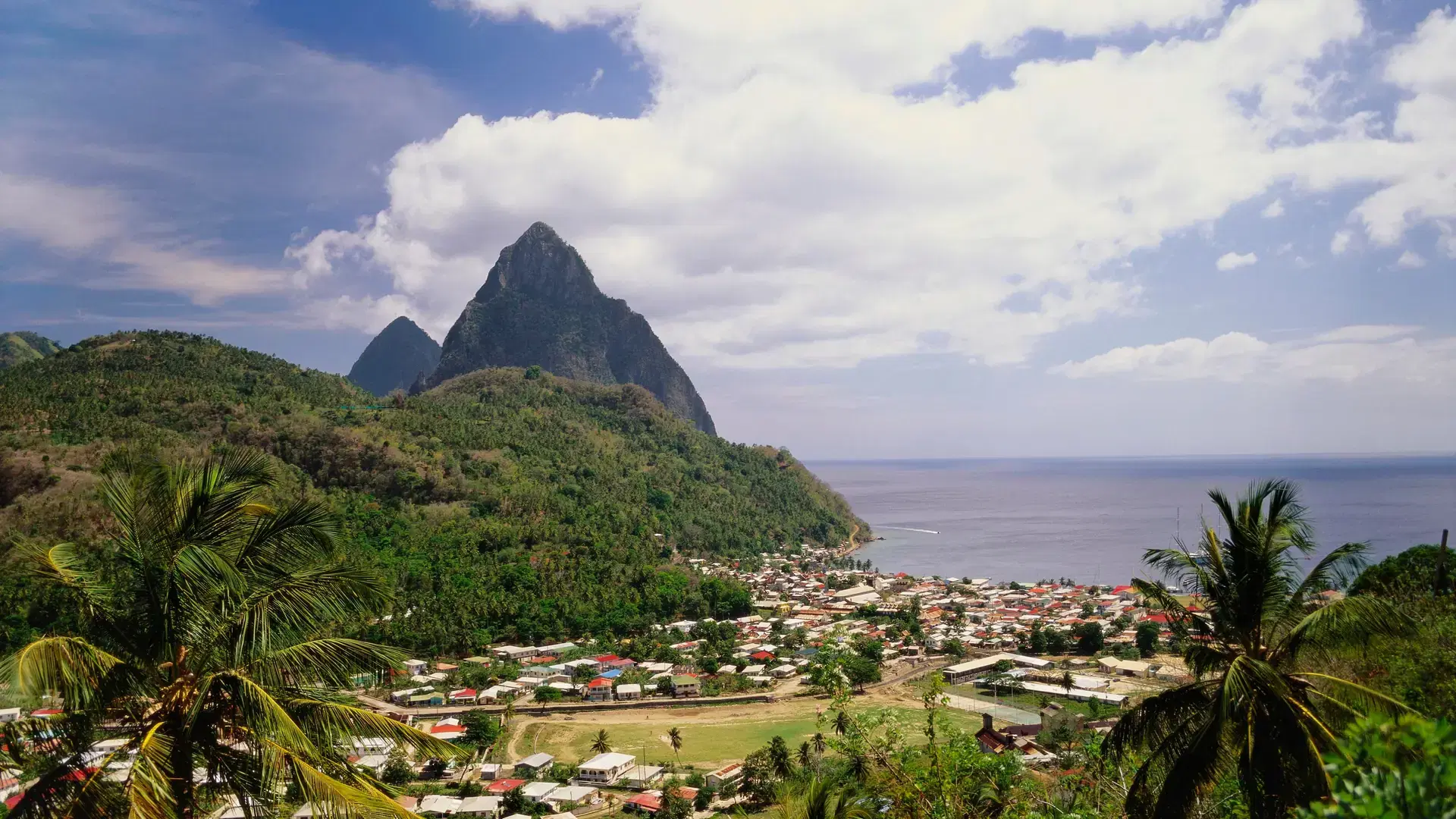 View of soufriere, st lucia, caribbean