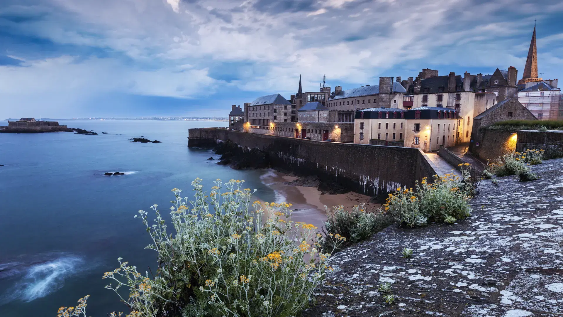 St-Malo panorama at evening. St-Malo, Brittany, France