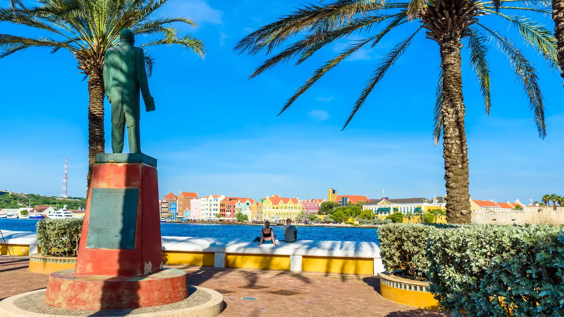 Colorful Buildings in Willemstad downtown, Curacao, Netherlands Antilles, a small Caribbean island - travel destination for cruise ships or vacation