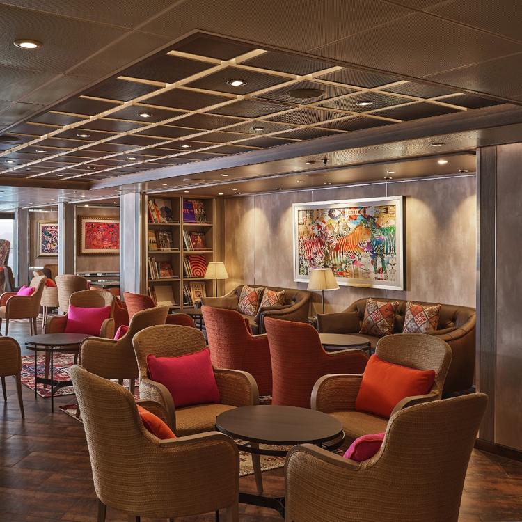 Colorful cafe seating