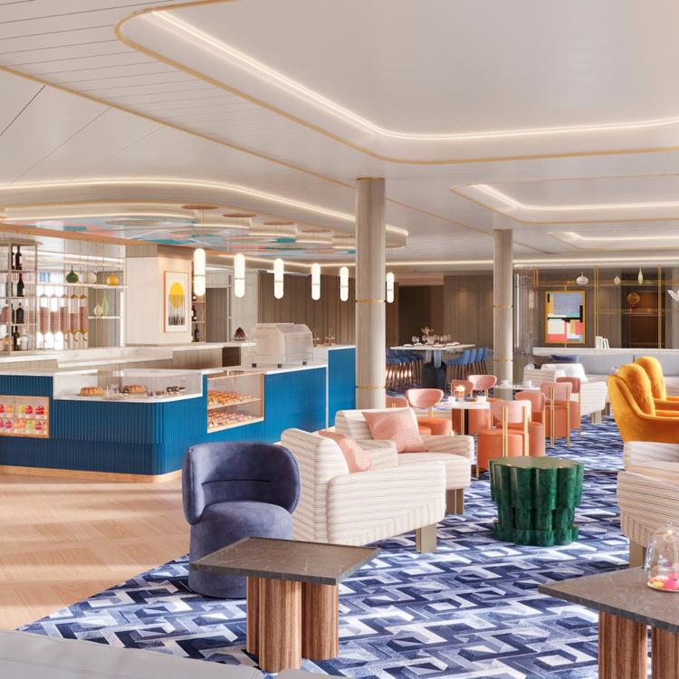 Colorful cafe seating
