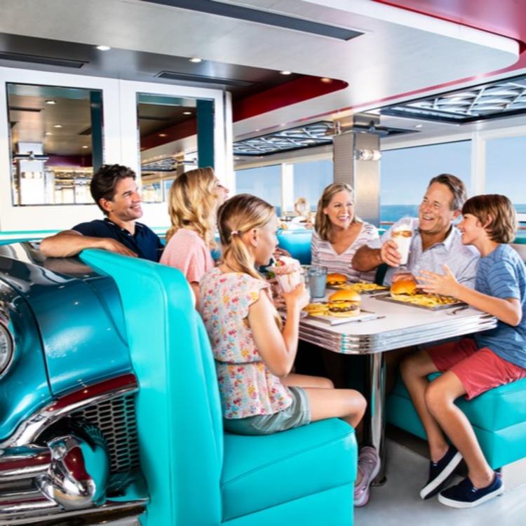 Family eating in car
