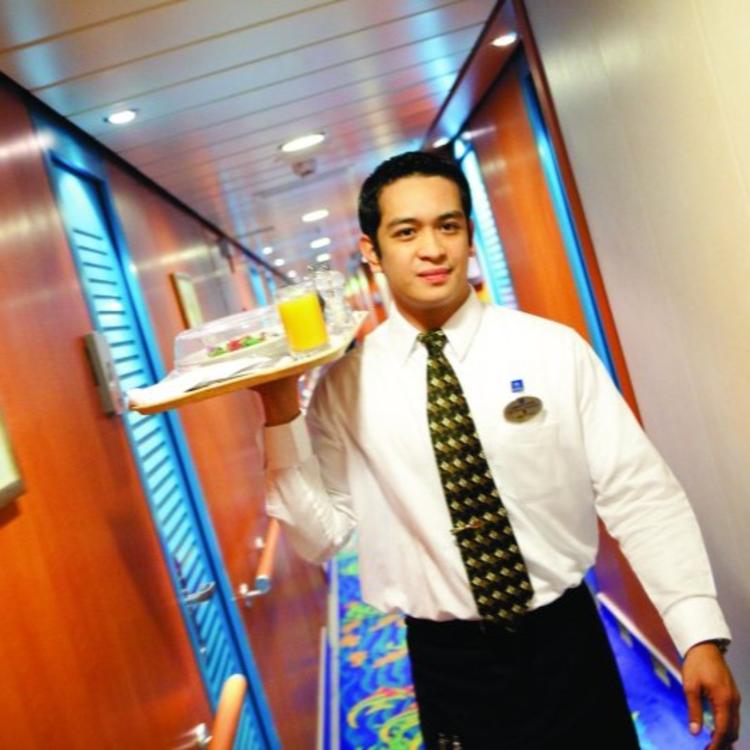 Waiter delivering food