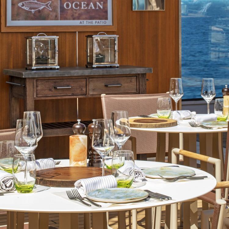 Outdoor dining tables and chairs