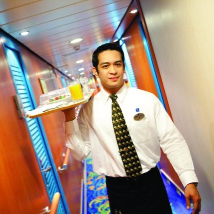 Waiter delivering food