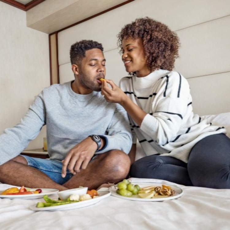 Couple eating food