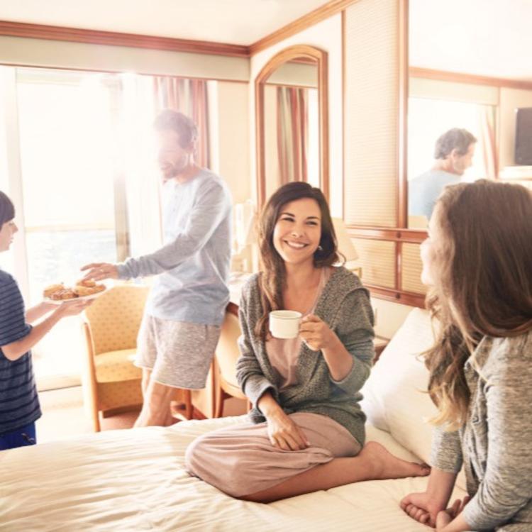 Drinking coffee on Bed