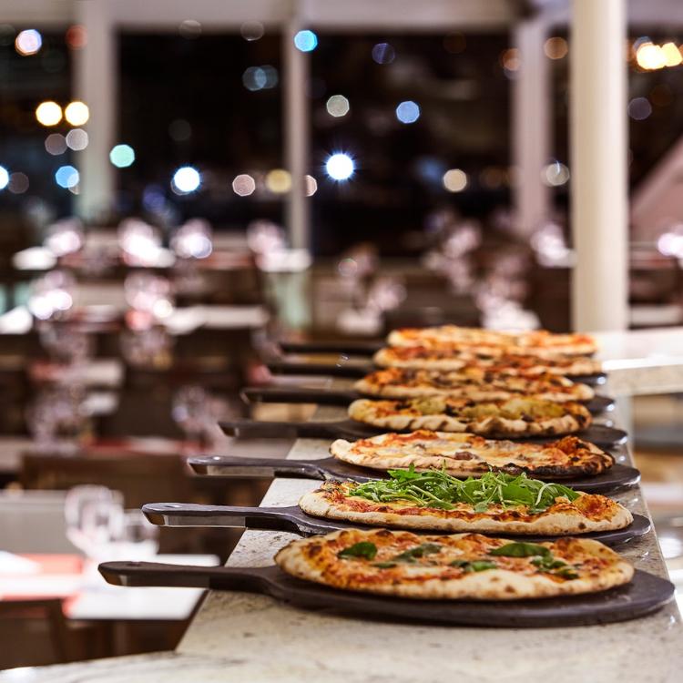 Pizza on platters