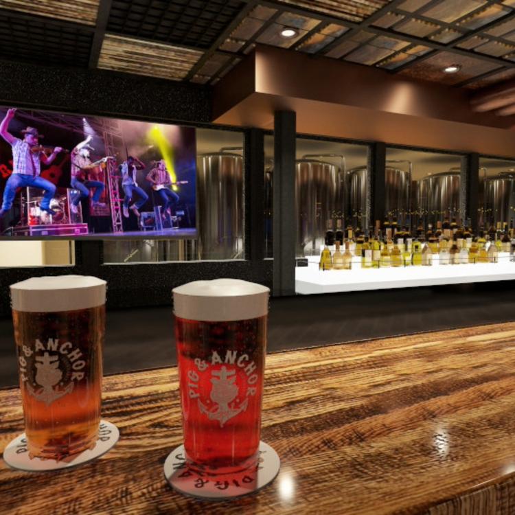 Beer glasses on bar