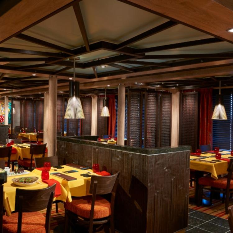 Moody restaurant interior