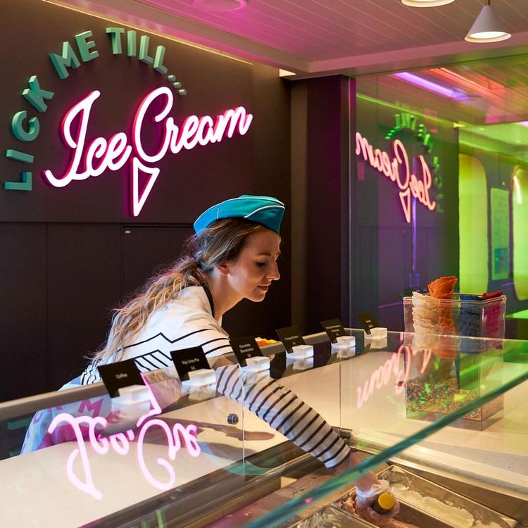 woman scooping ice cream