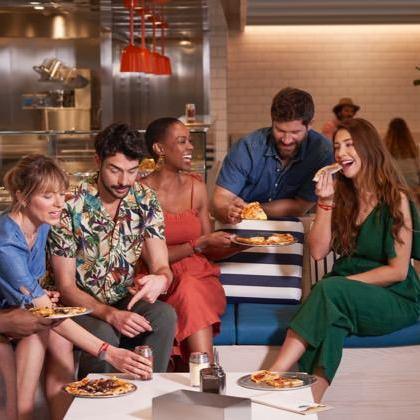 group eating pizza