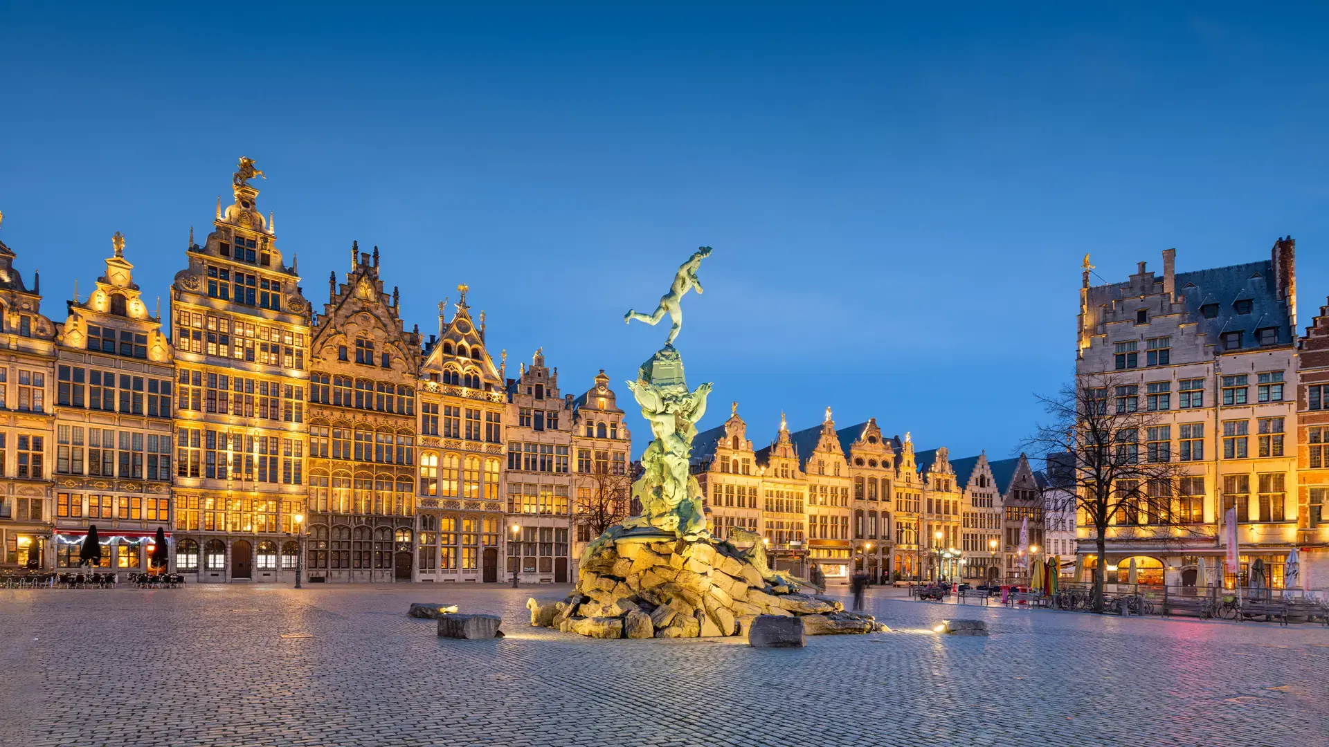 Grote Markt of Antwerp, Belgium at twilight.