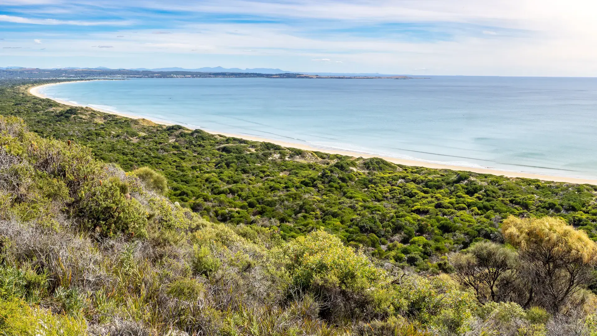 Bakers beach in Narawntapu National Park, Tasmania island, Australia