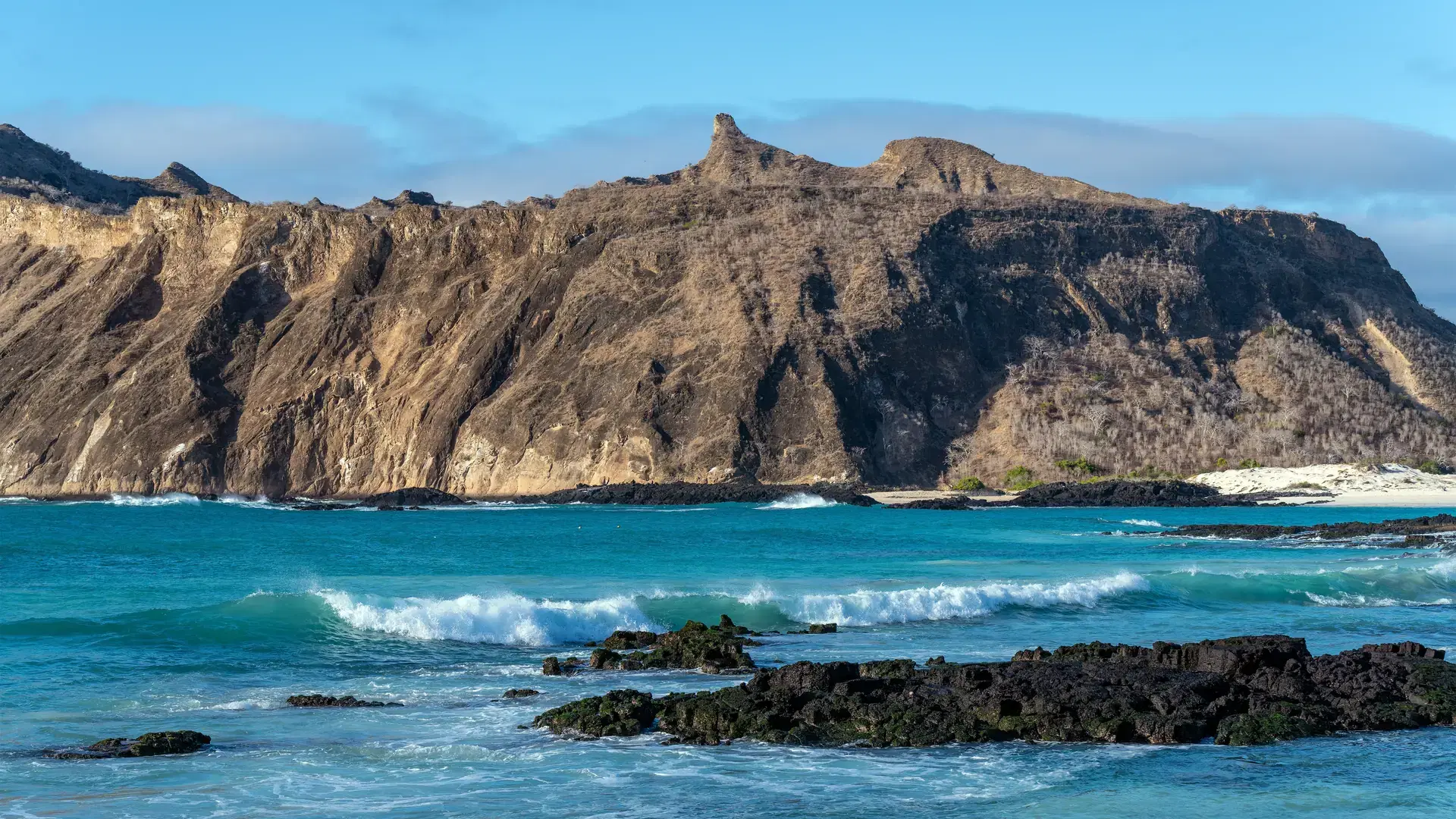 Cerro Brujo (Wizard Hill) mountain on San Cristobal island, Galapagos national park, Ecuador.
