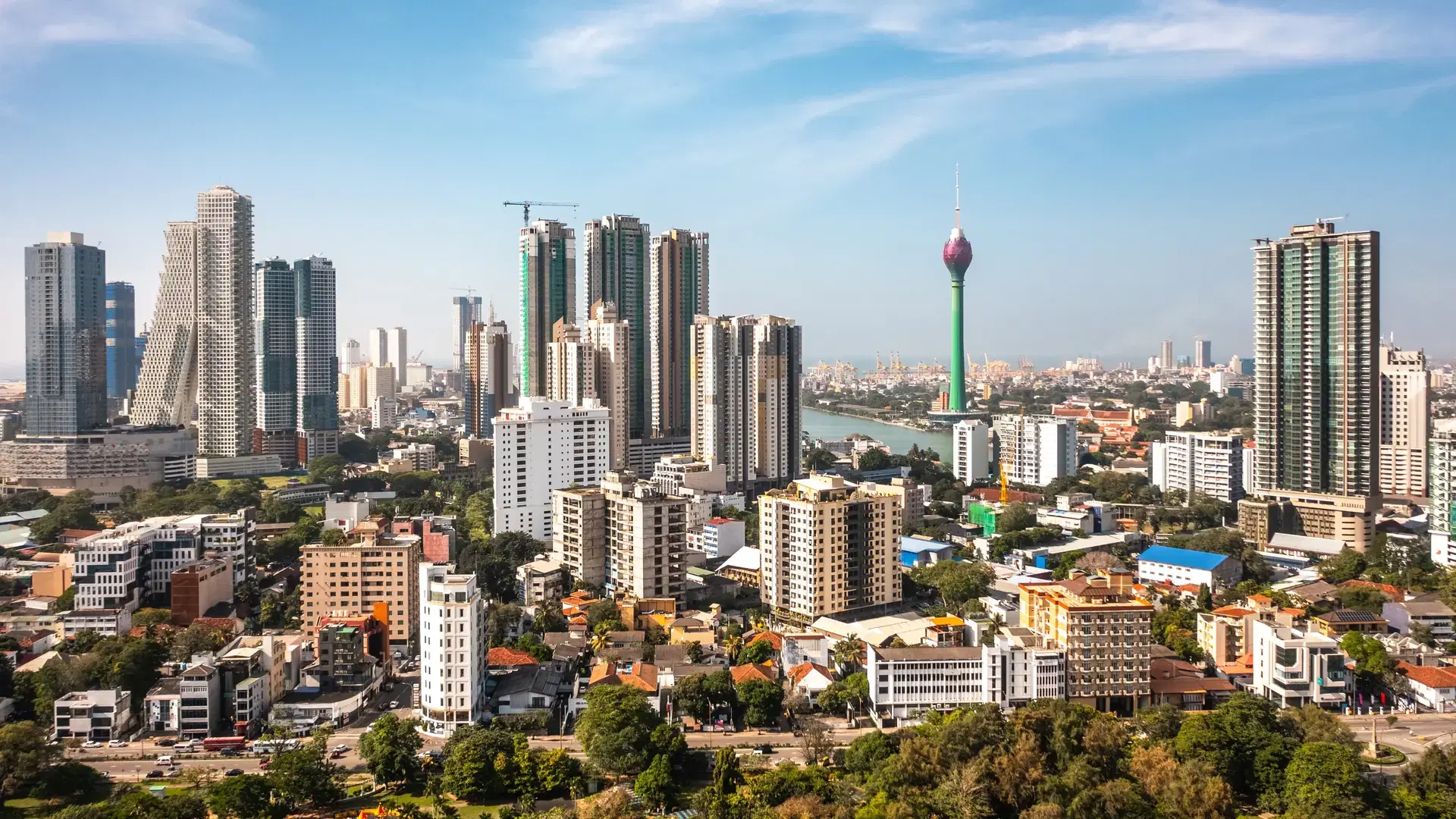Cityscape of Colombo on a sunny day. Aerial view