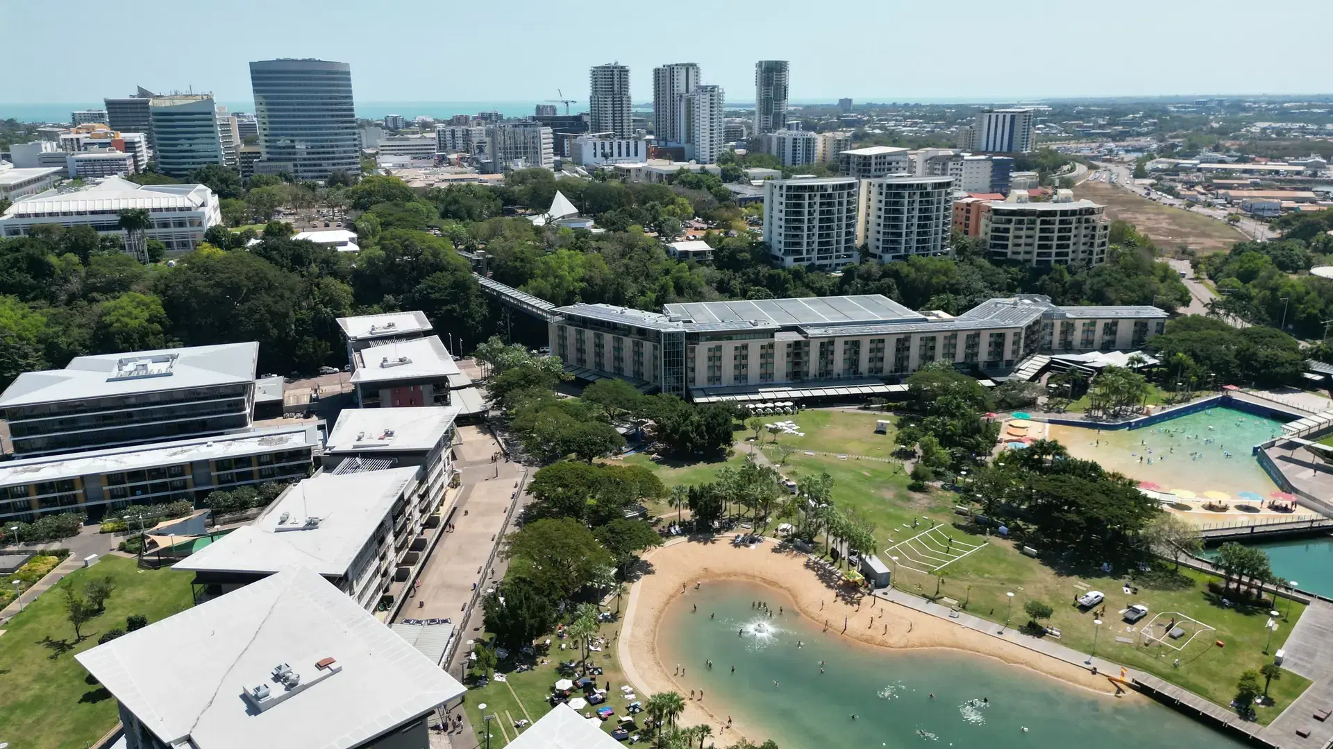 An aerial view of Darwin, Northern Territory, Australia in daylight