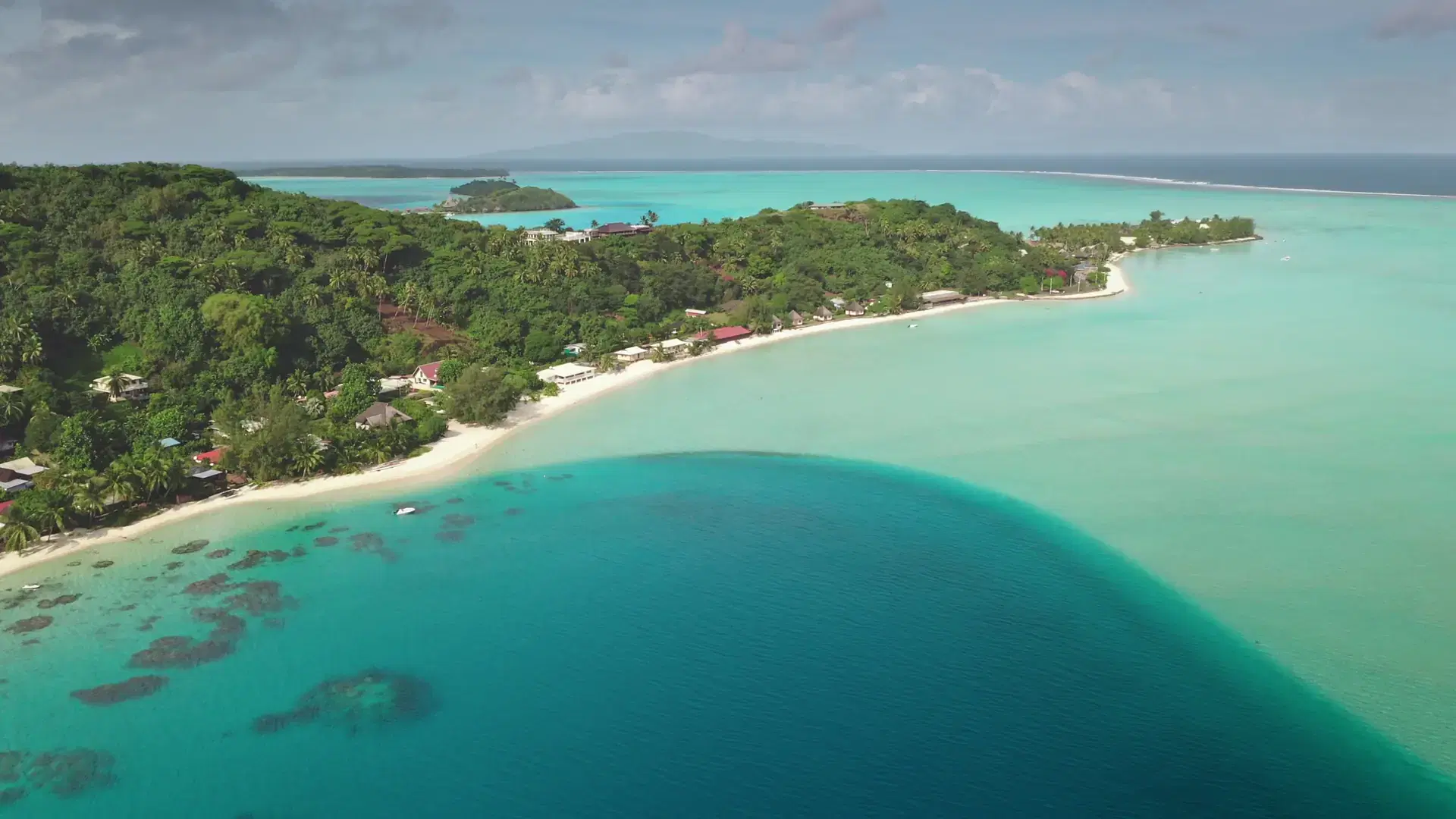 Stunning drone aerial tropical island paradise with turquoise water, lush vegetation, white sandy beaches, showcasing the beauty of nature and inviting relaxation. Stunning natural background.