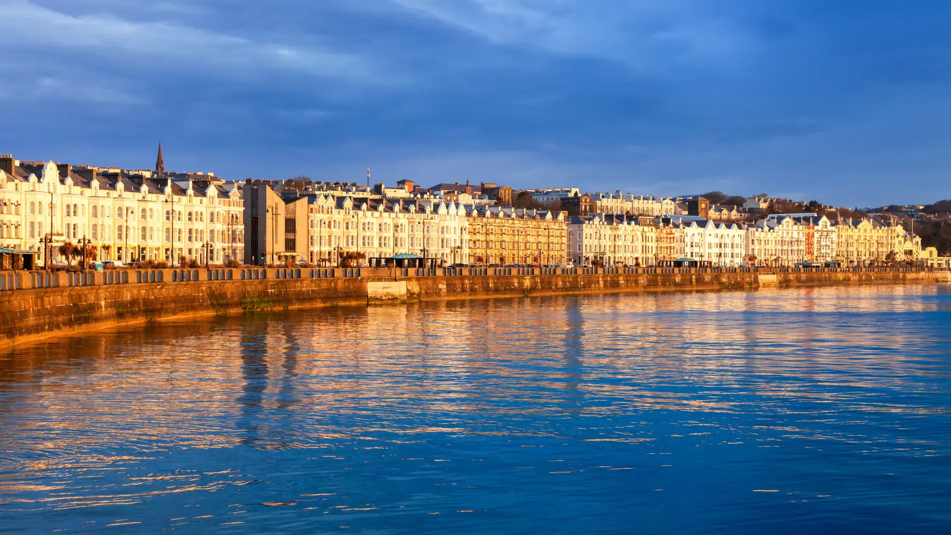 Panorama of Douglas at sunrise. Douglas, Isle of Man.