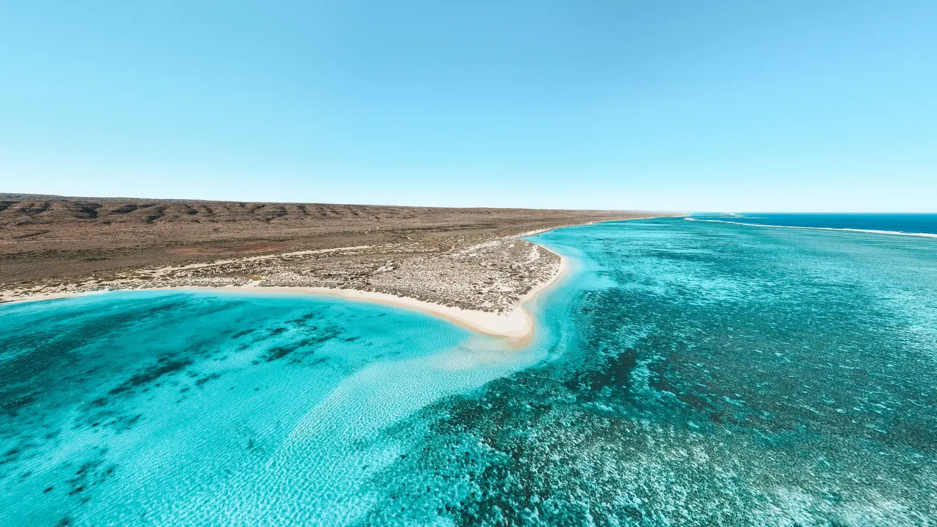 An aerial view of Exmouth, Ningaloo reef.