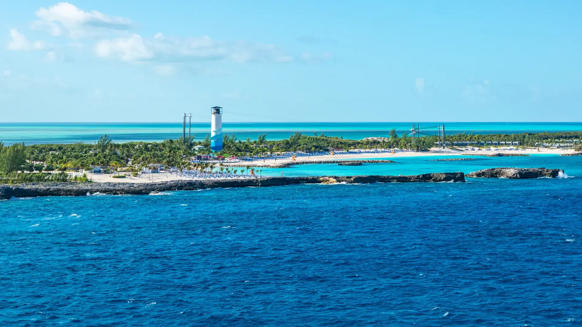 Panoramic view of Great Stirrup Cay Island, The Bahamas