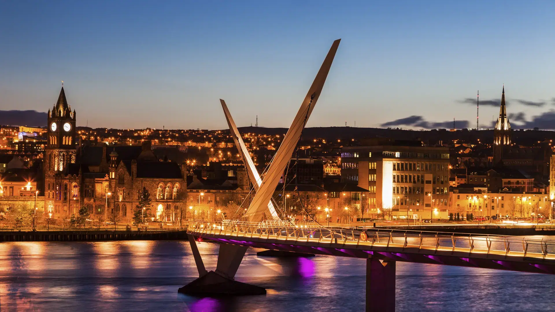 Peace Bridge in Derry. Derry, Northern Ireland, United Kingdom.