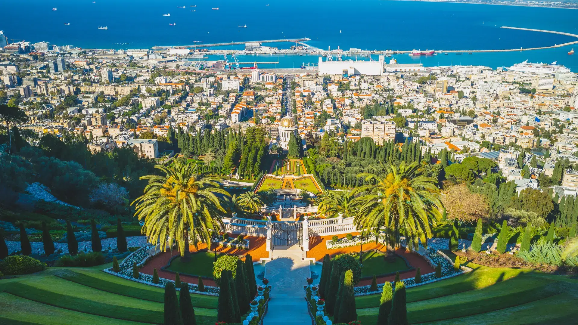 Hanging Gardens of Haifa, Terraces of Bahai Faith, in Haifa, Israel
