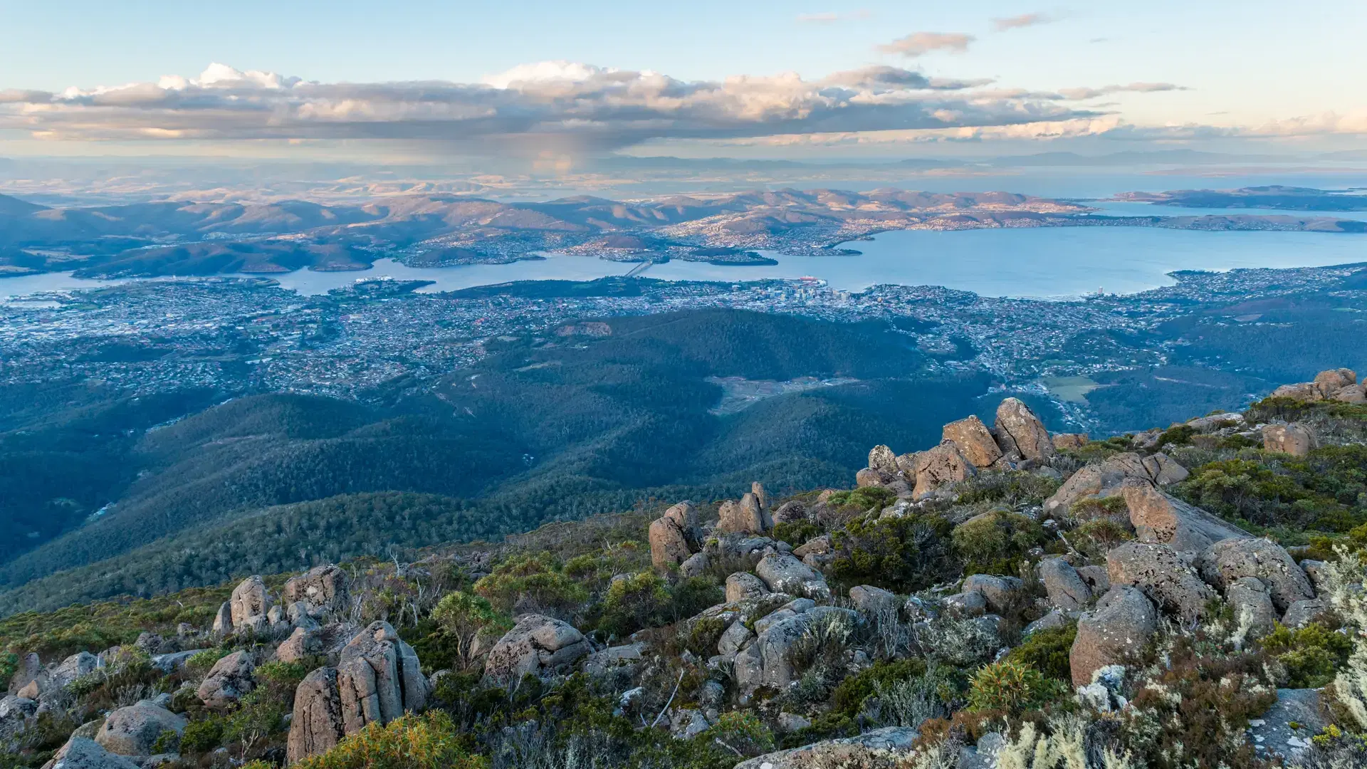 Mount Wellington (Kunanyi) Summit Autumn Sunset, Hobart, Tasmania, Australia