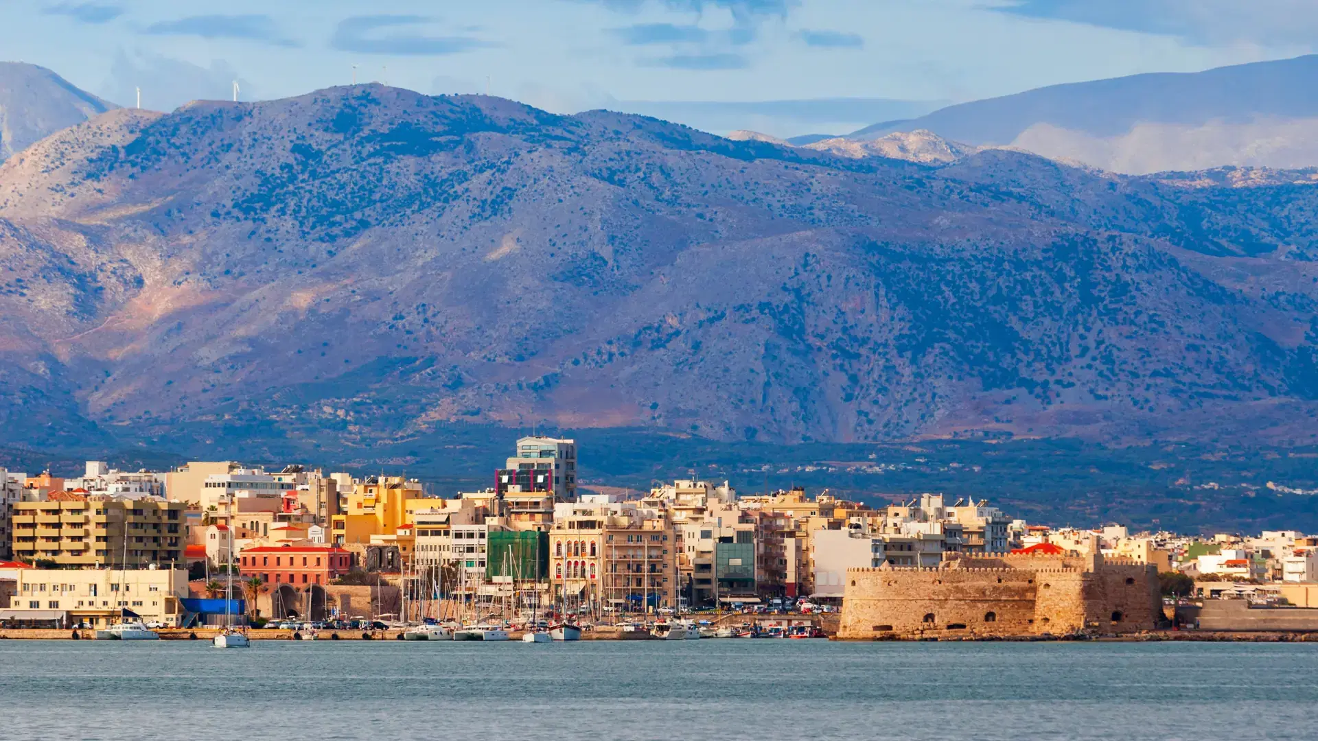 Port in the Harbor of Heraklion in the centre of Heraklion or Iraklion, the largest city and the capital of the island of Crete, Greece