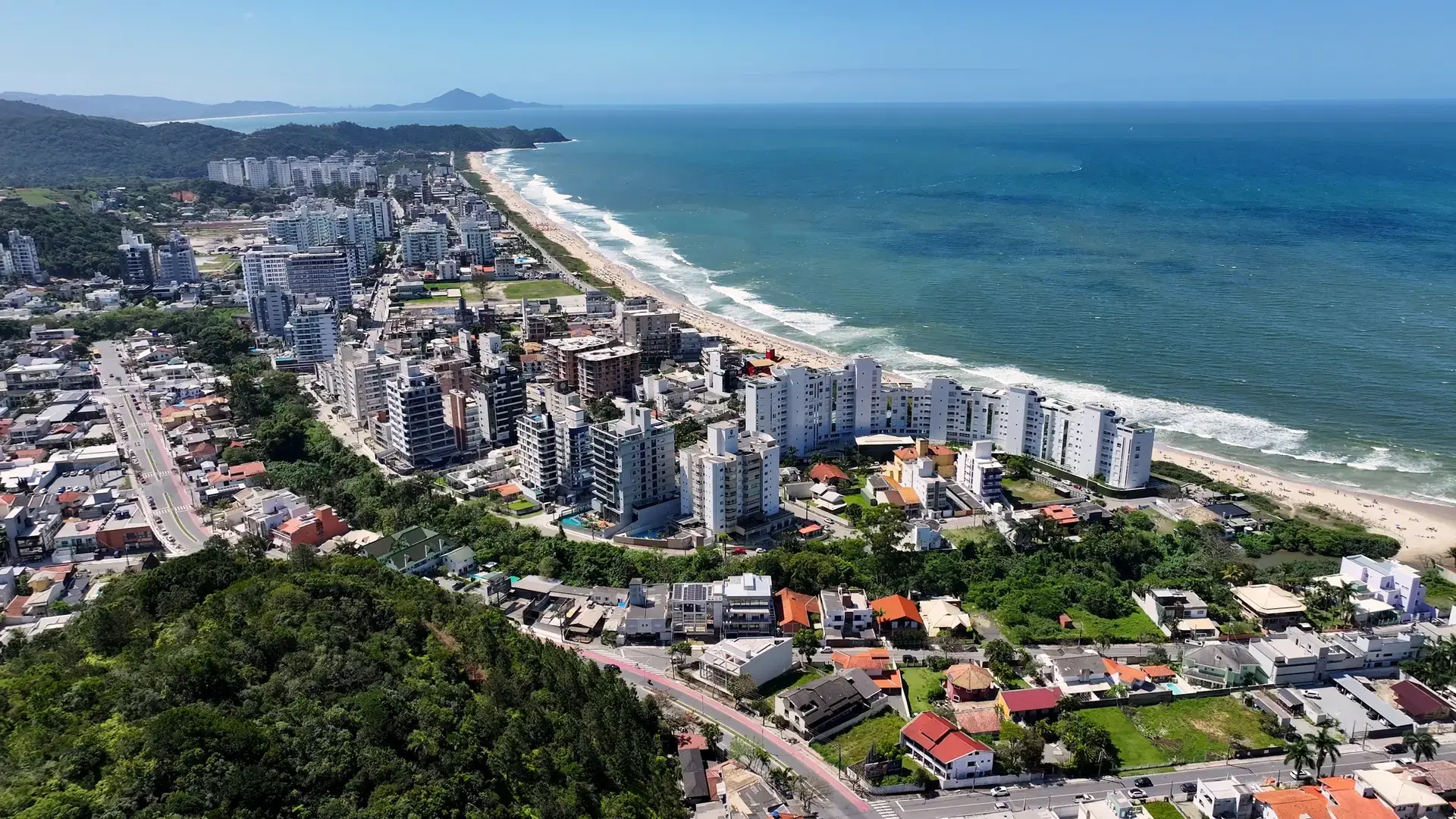 Angry Beach At Itajai In Santa Catarina Brazil. Beach Landscape. Panoramic View. Highrise Buildings. Angry Beach At Itajai In Santa Catarina Brazil.