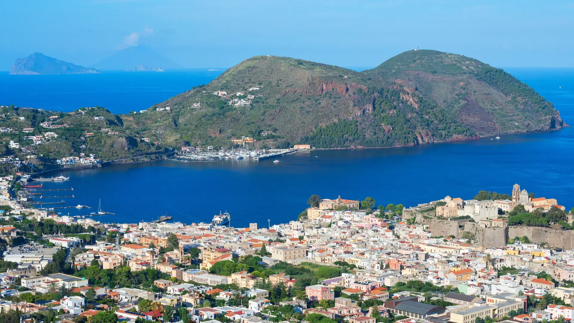 Lipari town, lipari island, aeolian islands, unesco world heritage site, sicily, italy, mediterranean, europe