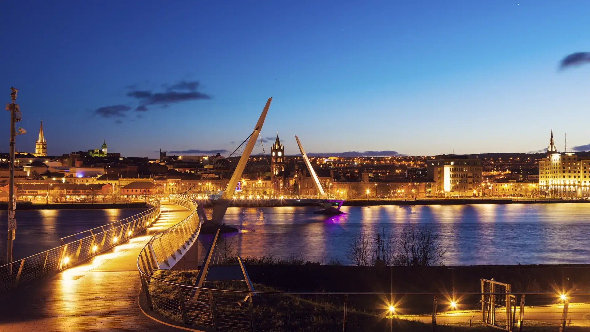 Peace Bridge in Derry. Derry, Northern Ireland, United Kingdom.