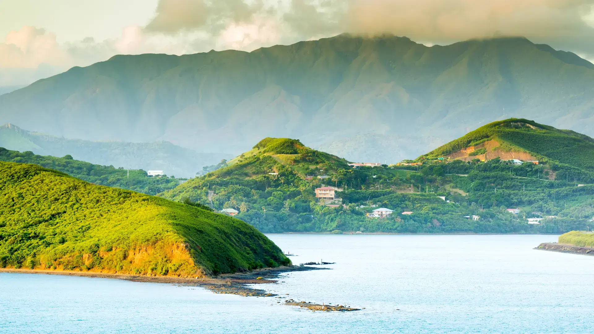 Sunset landscape on the hills around Noumea, New Caledonia