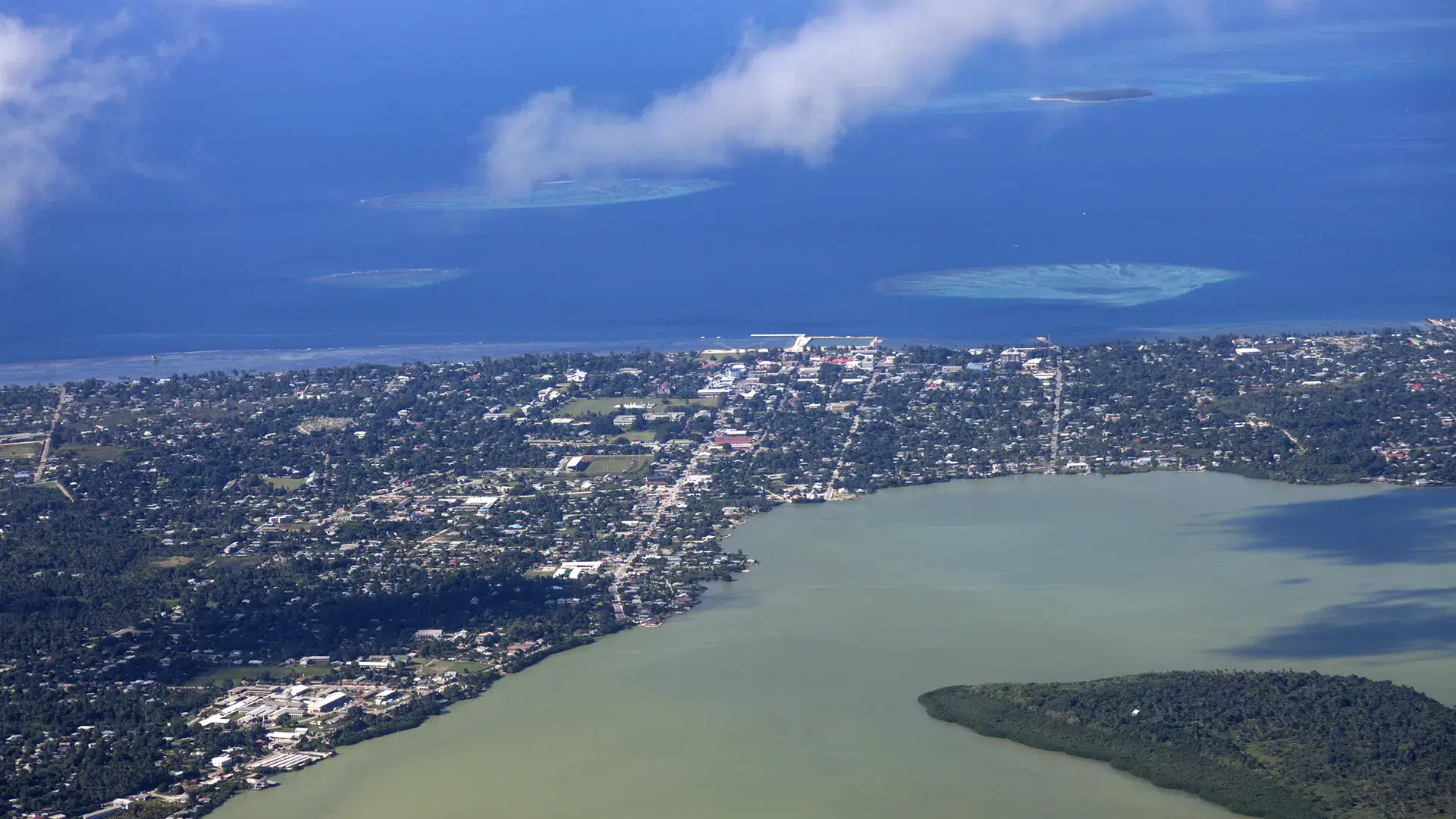 Aerial Nukualofa - the capital of the Kingdom of Tonga