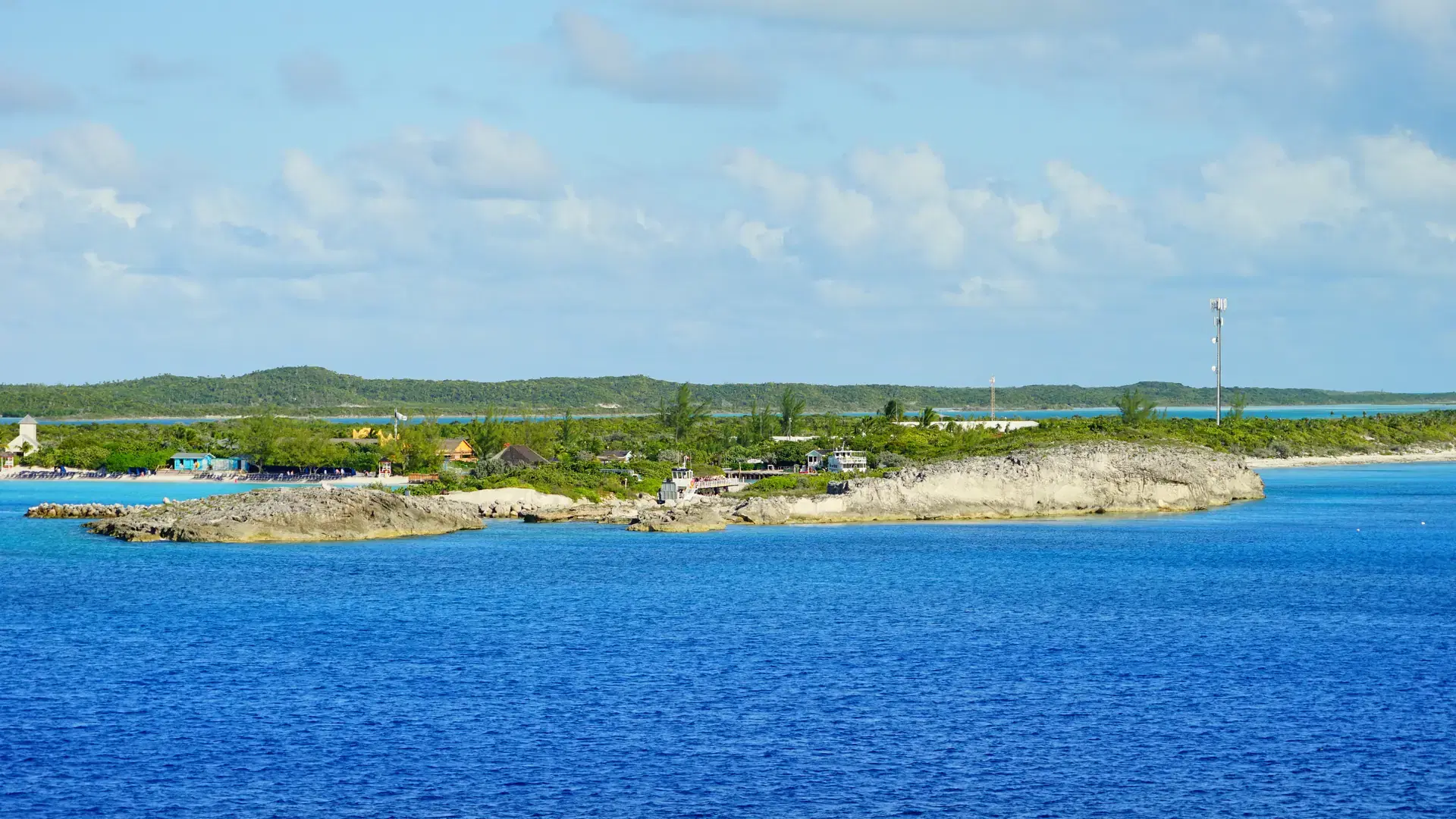 The beautiful Half Moon Bay island in Bahama and Caribbean sea ocean