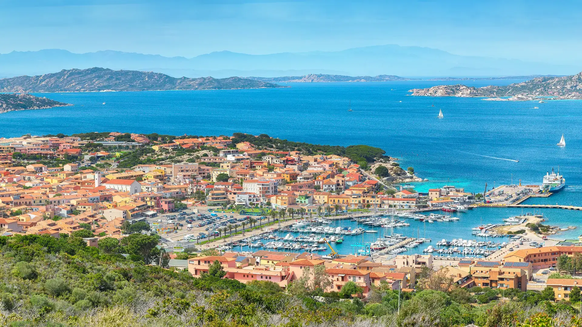 Breathtaking view on Palau port and La Maddalena island. Location: Palau, Province of Olbia-Tempio, Sardinia, Italy, Europe