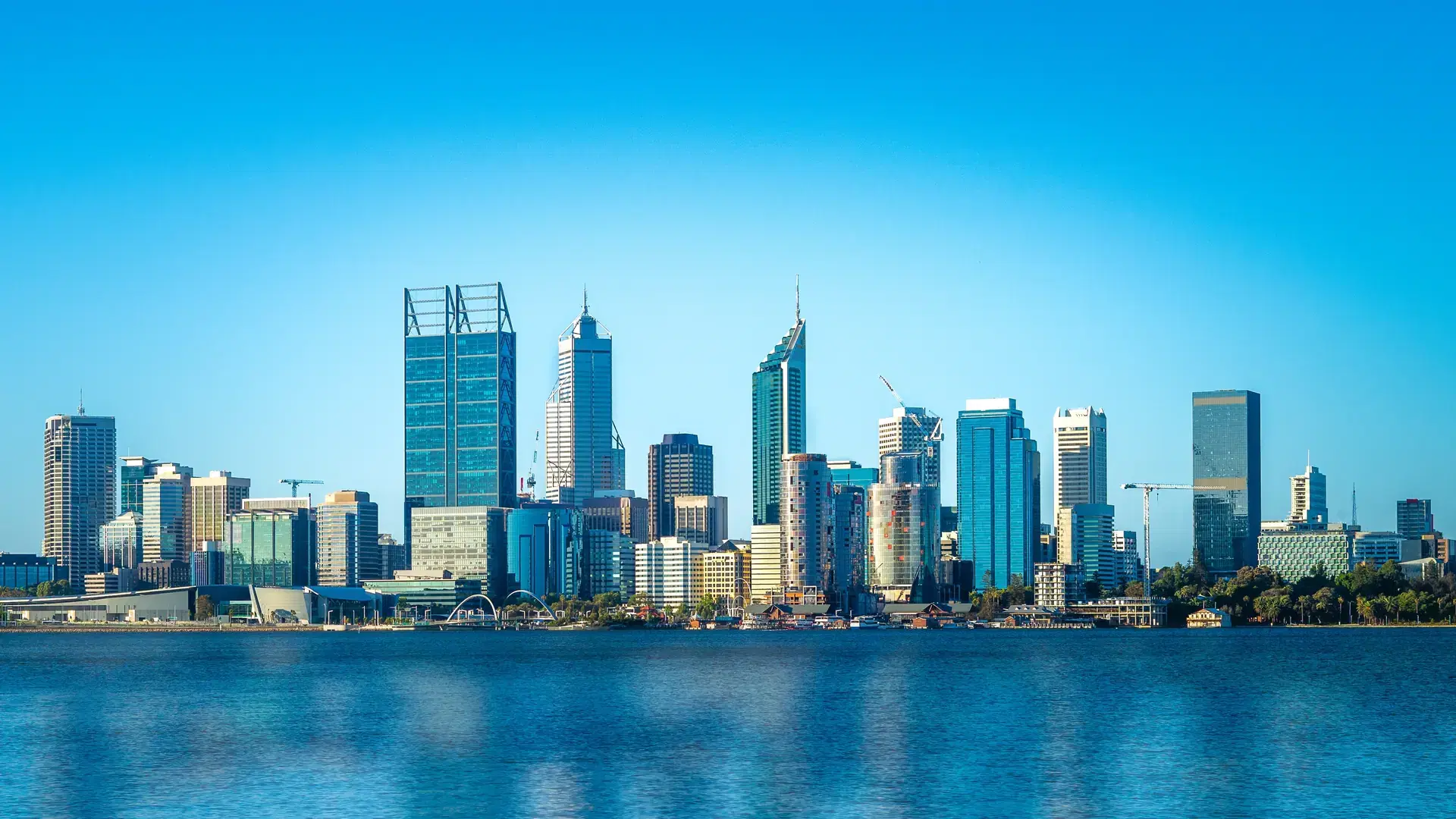 skyline of perth at night in western australia