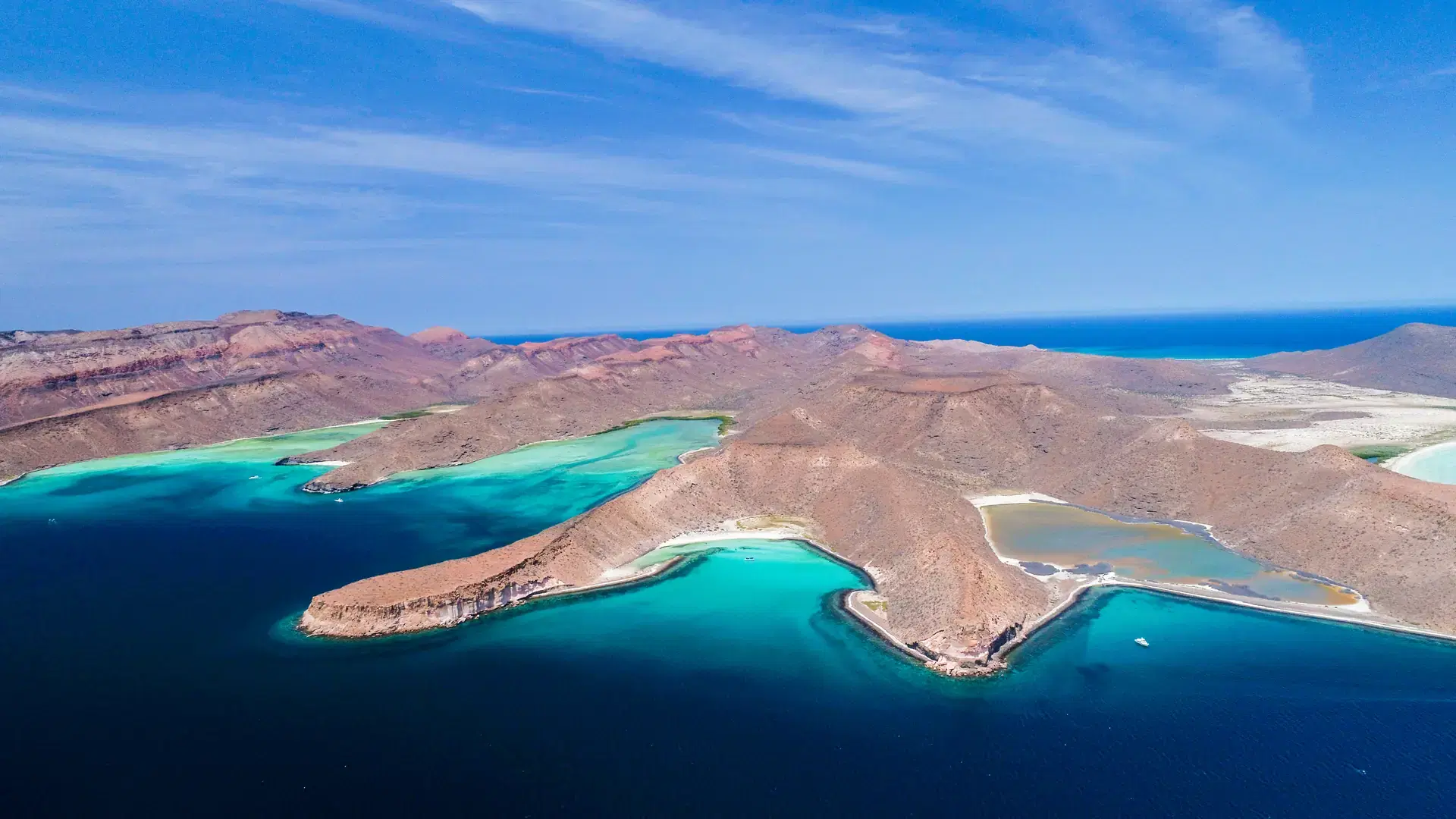 Aerial panoramics from Espiritu Santo Island, Baja California Sur, Mexico.