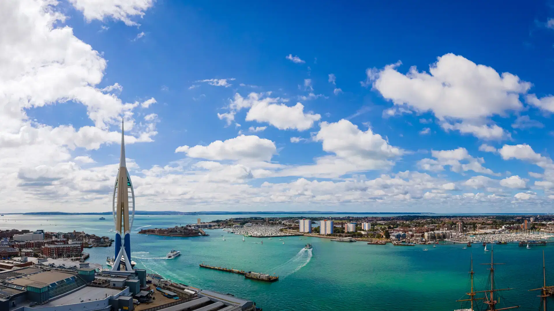 Aerial view of Portsmouth in summer day, UK