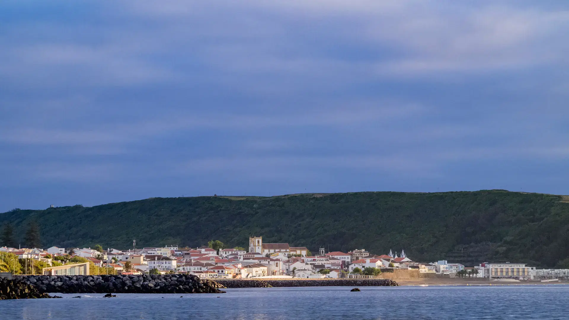 View towards Praia da Vitoria, Terceira Island, Azores, Portugal