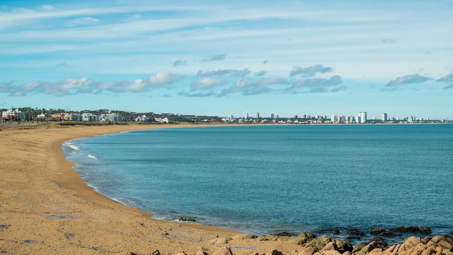 Punta del Este bay and beach with its skyline in the background