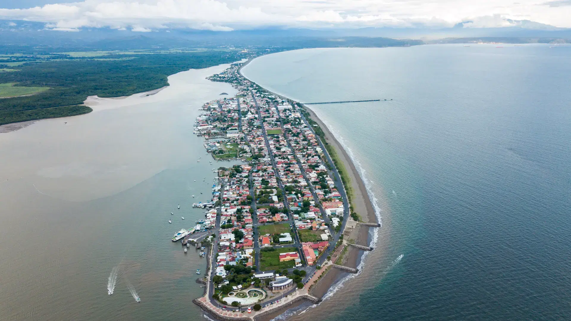 Beautiful aerial view of Puntarenas town in Costa Rica