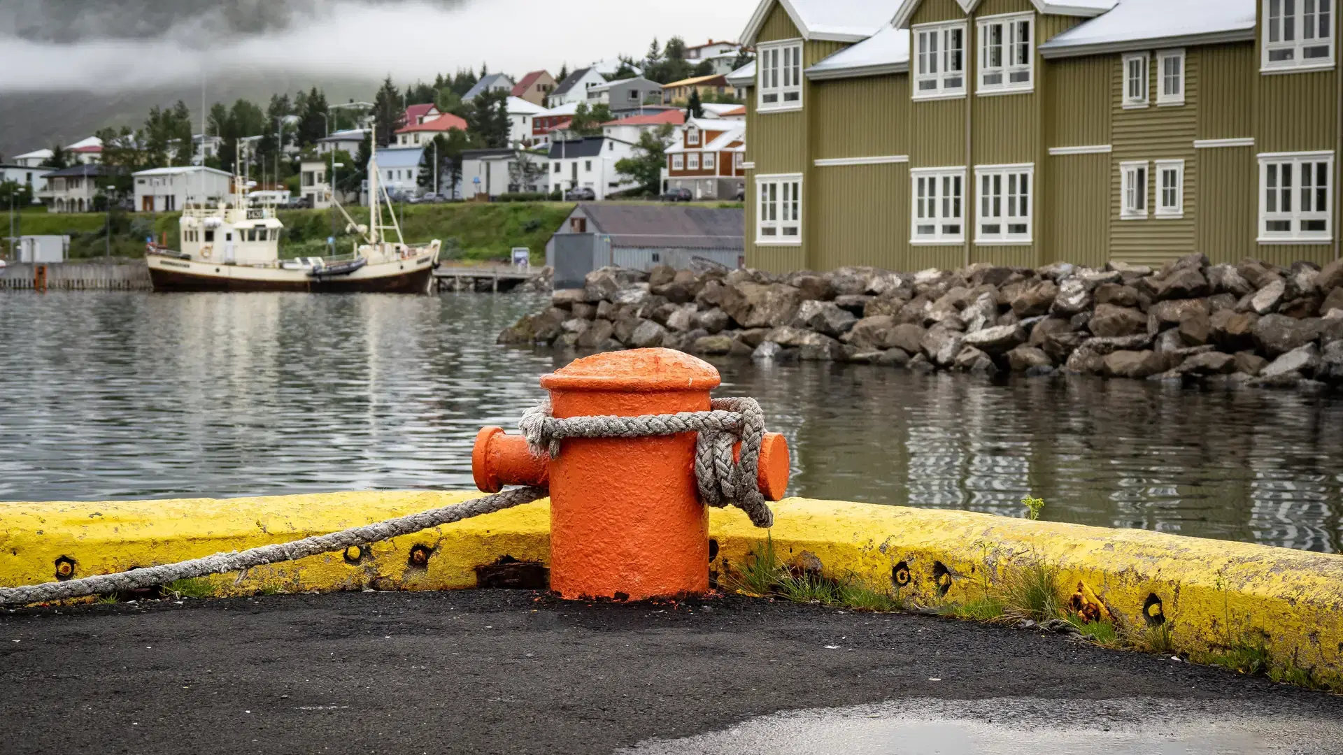city Siglufjordur in fiord in Iceland