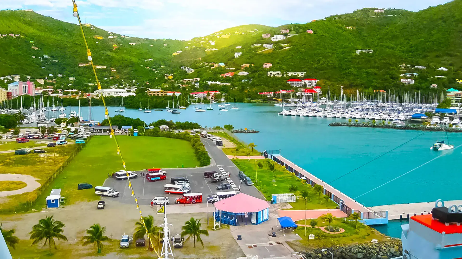 View from a cruise liner to the port of Tortola Island